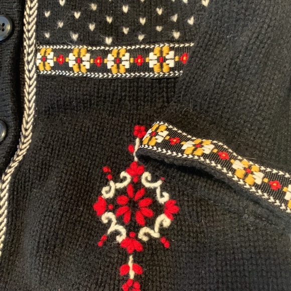 Hanna andersson size 60 black wool blend knit nordic folk elf sweater cardigan - Picture 5 of 11
